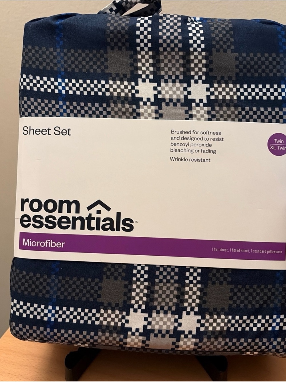 Room Essentials Microfiber Sheet Set in Navy Plaid